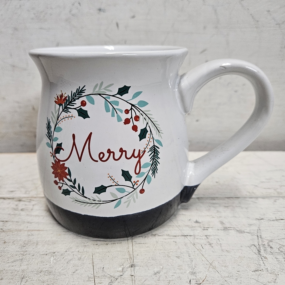 Merry Large Ceramic Holiday Christmas Mug Coffee Tea Cup Kitchen Decor
